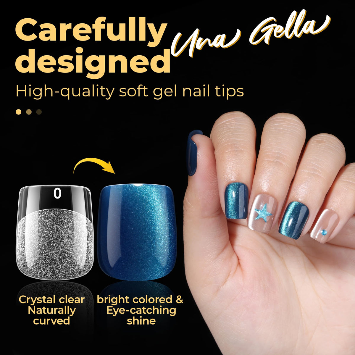UNA GELLA Extra Short Square Nail Tips showing fit on natural nails