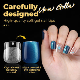 UNA GELLA Extra Short Square Nail Tips showing fit on natural nails