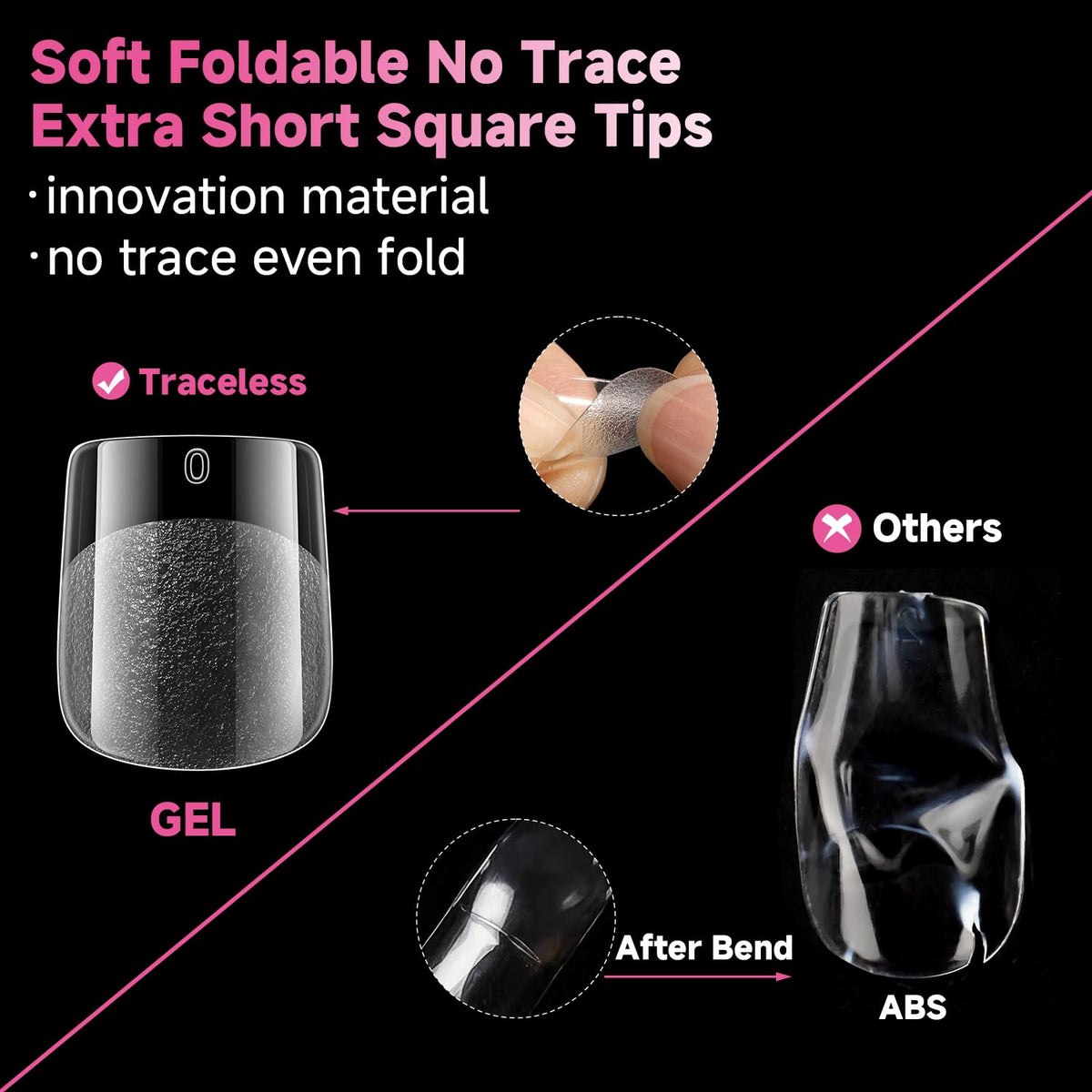 UNA GELLA Extra Short Square Nail Tips showing matte texture