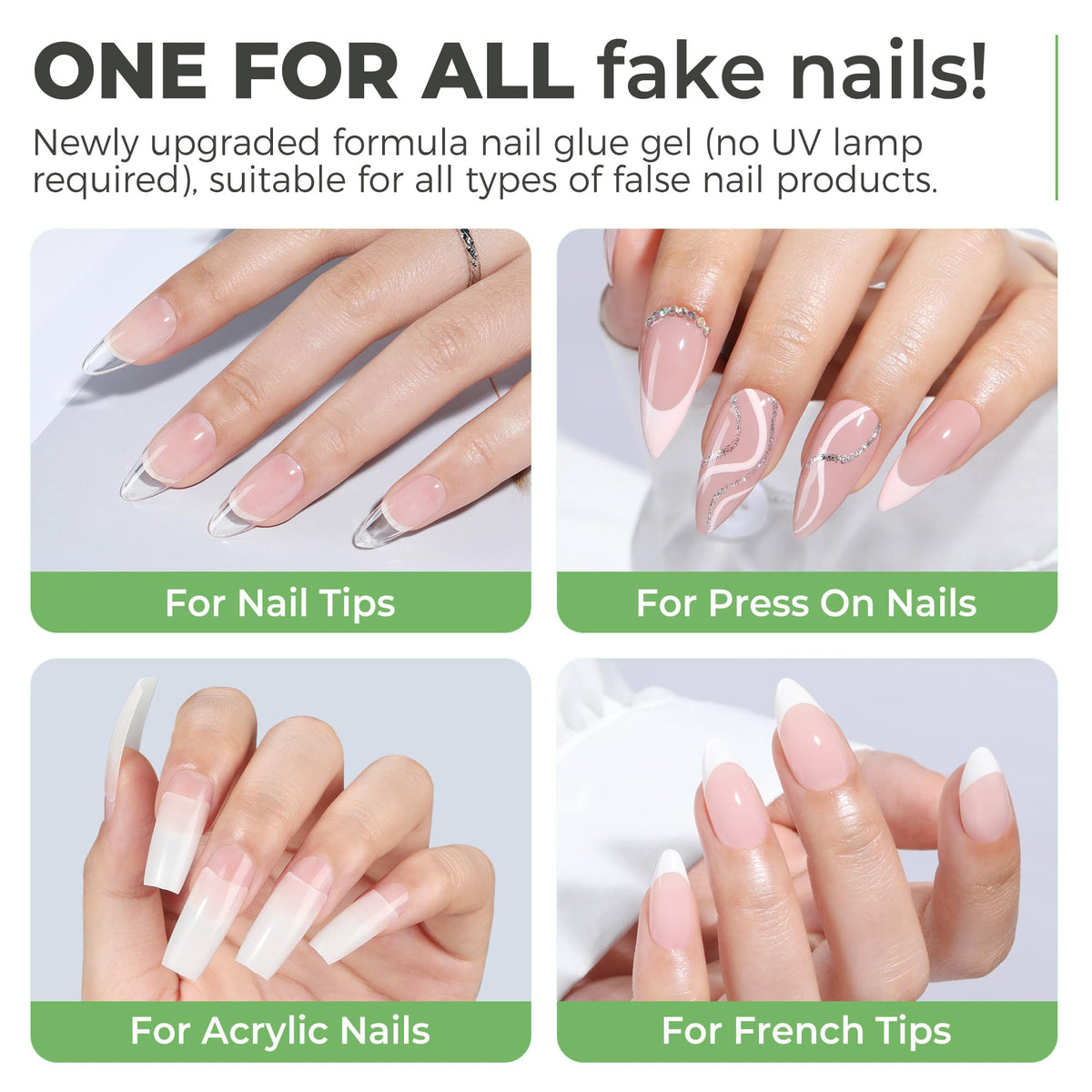 UNA GELLA Gel Nail Glue applied on press-on nails
