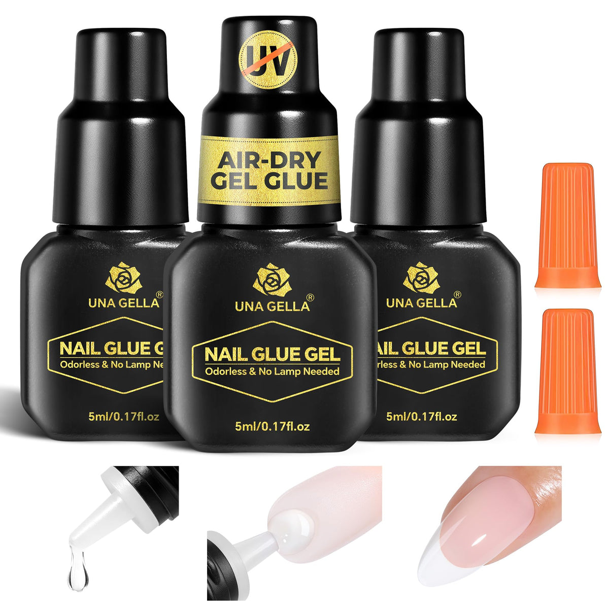 UNA GELLA Gel Nail Glue front view, 5ml bottle