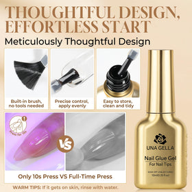 UNA GELLA Gel Nail Glue in use on nail tips