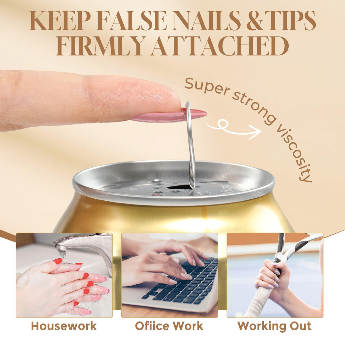UNA GELLA Gel Nail Glue with nails