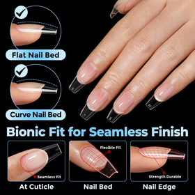 UNA GELLA Gel Nail Tips Coffin Medium 450PCS close-up of nail tips