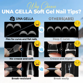 UNA GELLA Gel Nail Tips Coffin Medium 450PCS on a nail art display