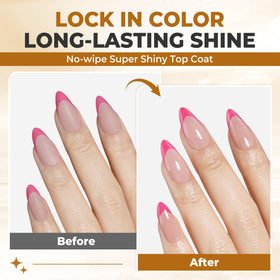 UNA GELLA Gel Top Coat No Wipe 2PCS glossy finish on nails