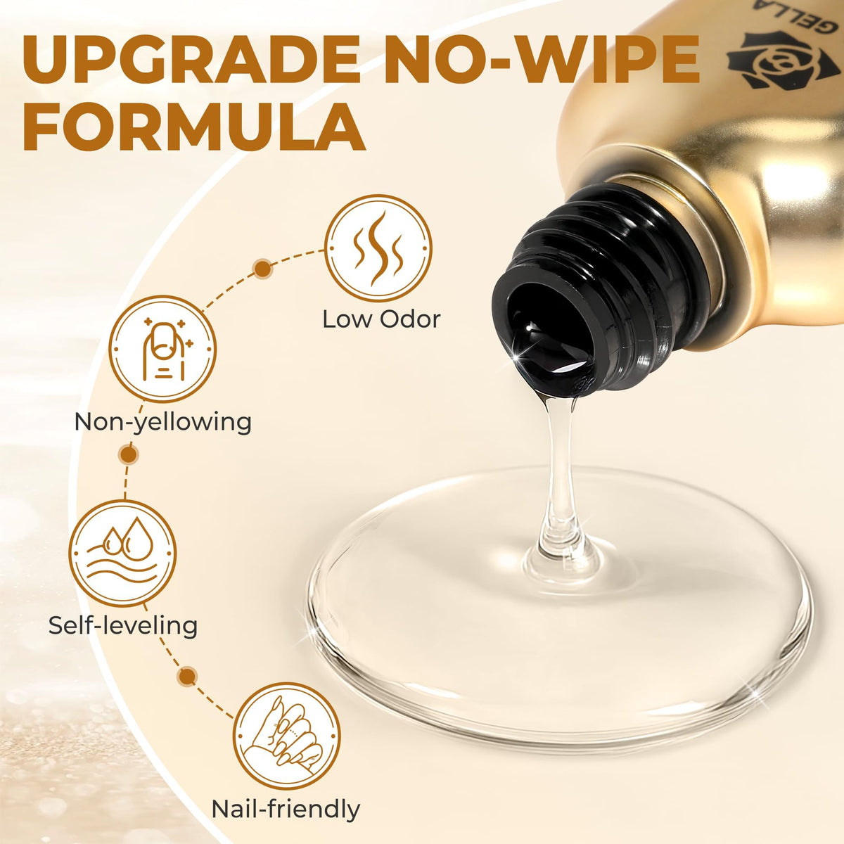 UNA GELLA Gel Top Coat No Wipe 2PCS in use at a salon