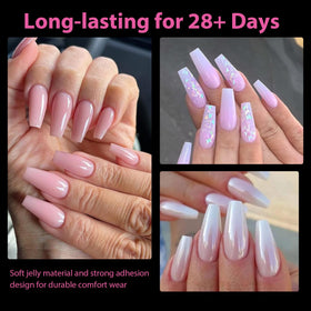 UNA GELLA Long Coffin Nail Tips showing various sizes