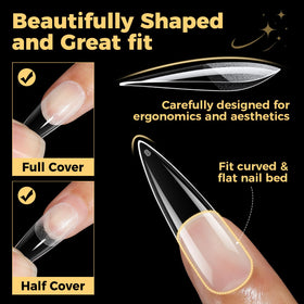 UNA GELLA Long Stiletto Gel Nail Tips 600Pcs close-up of tips