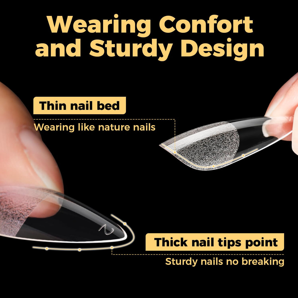 UNA GELLA Long Stiletto Gel Nail Tips 600Pcs in use on nails