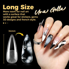 UNA GELLA Long Stiletto Gel Nail Tips 600Pcs showing texture