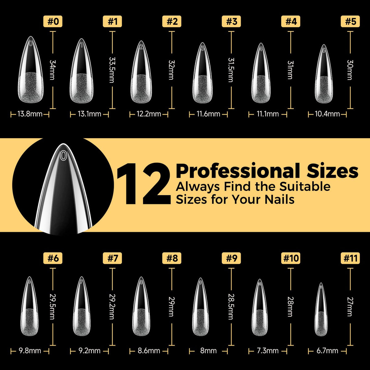 UNA GELLA Long Stiletto Gel Nail Tips 600Pcs with nail art accessories