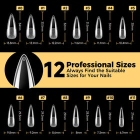 UNA GELLA Long Stiletto Gel Nail Tips 600Pcs with nail art accessories