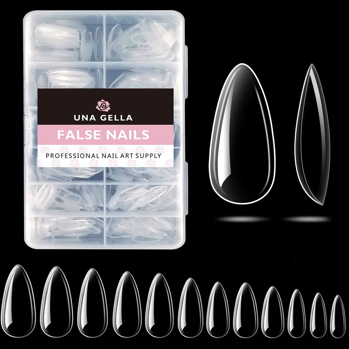 UNA GELLA Medium Almond Gel Nail Tips package front view