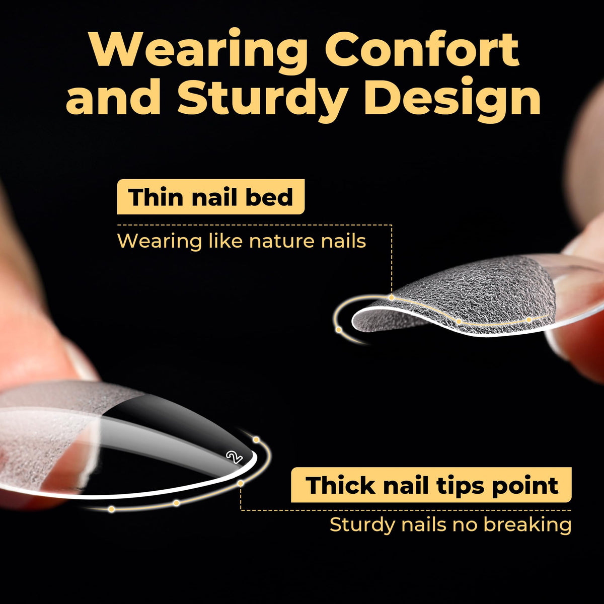 UNA GELLA Medium Almond Nail Tips 240PCS side view