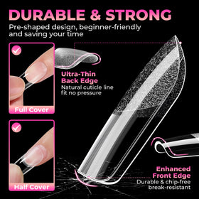 UNA GELLA Medium Square Gel Nail Tips arranged in a tray