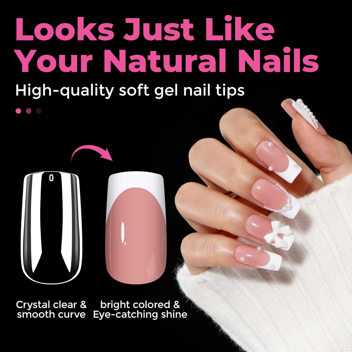 UNA GELLA Medium Square Gel Nail Tips displayed on a nail art table
