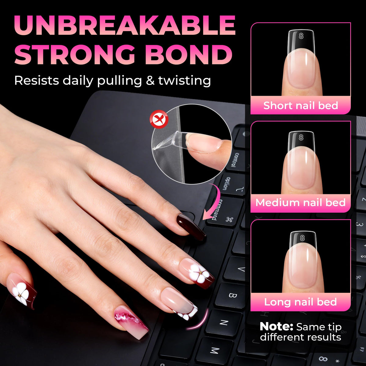 UNA GELLA Medium Square Gel Nail Tips in various sizes
