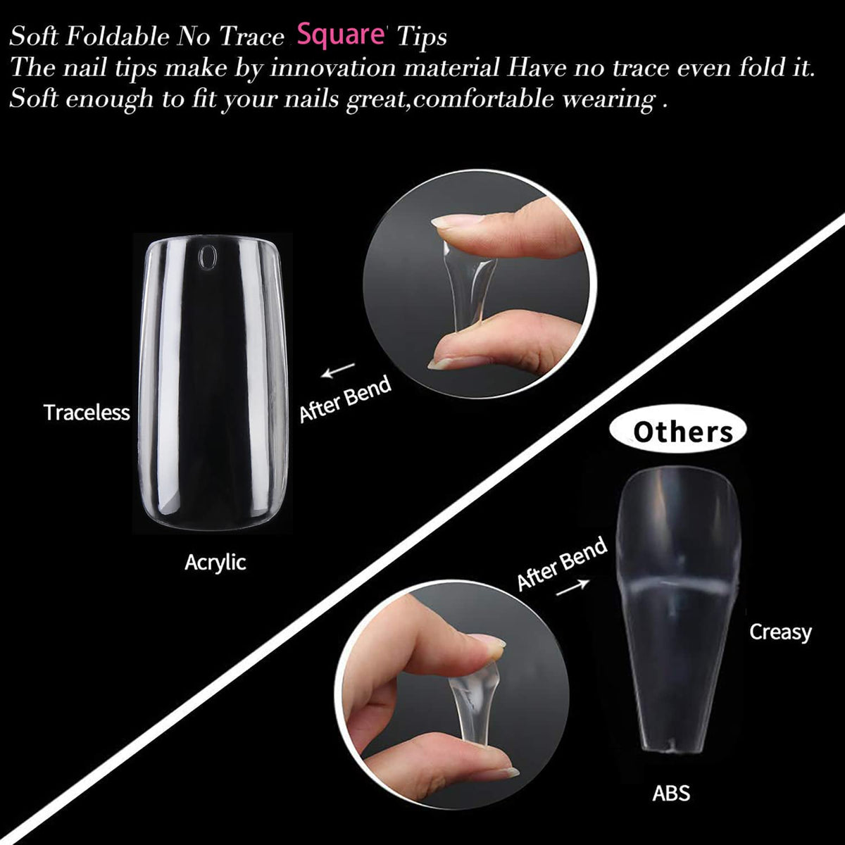 UNA GELLA Medium Square Gel Nail Tips in various sizes
