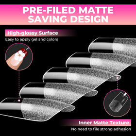 UNA GELLA Medium Square Gel Nail Tips with nail glue and tools