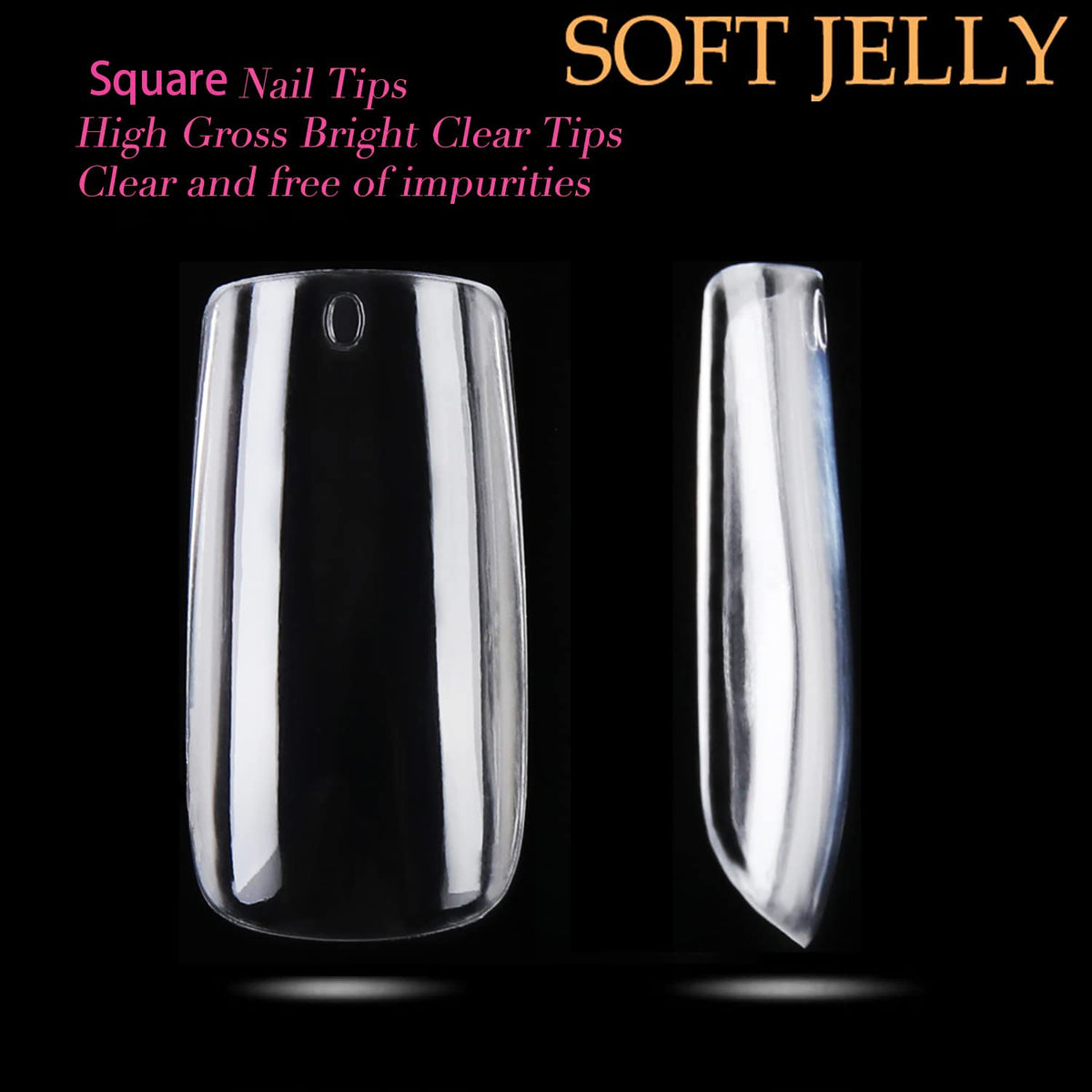 UNA GELLA Medium Square Gel Nail Tips with nail polish and tools
