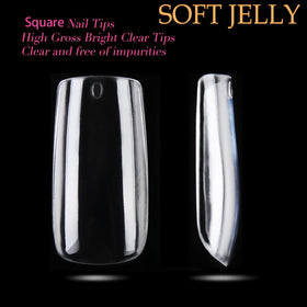 UNA GELLA Medium Square Gel Nail Tips with nail polish and tools
