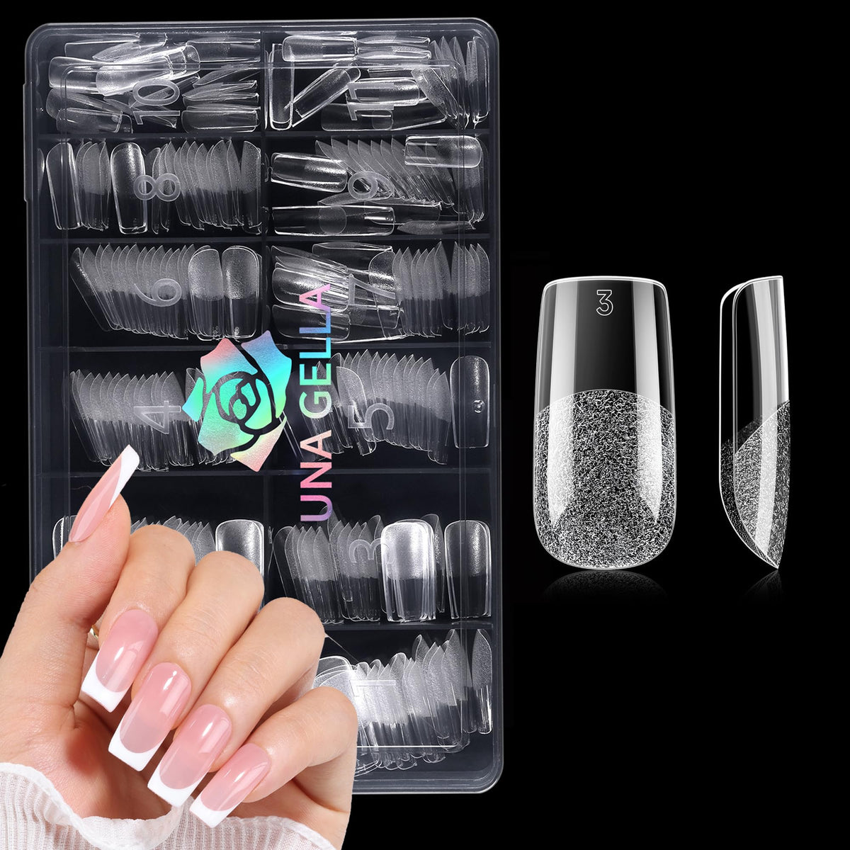 UNA GELLA Medium Square Nail Tips 240PCS front view