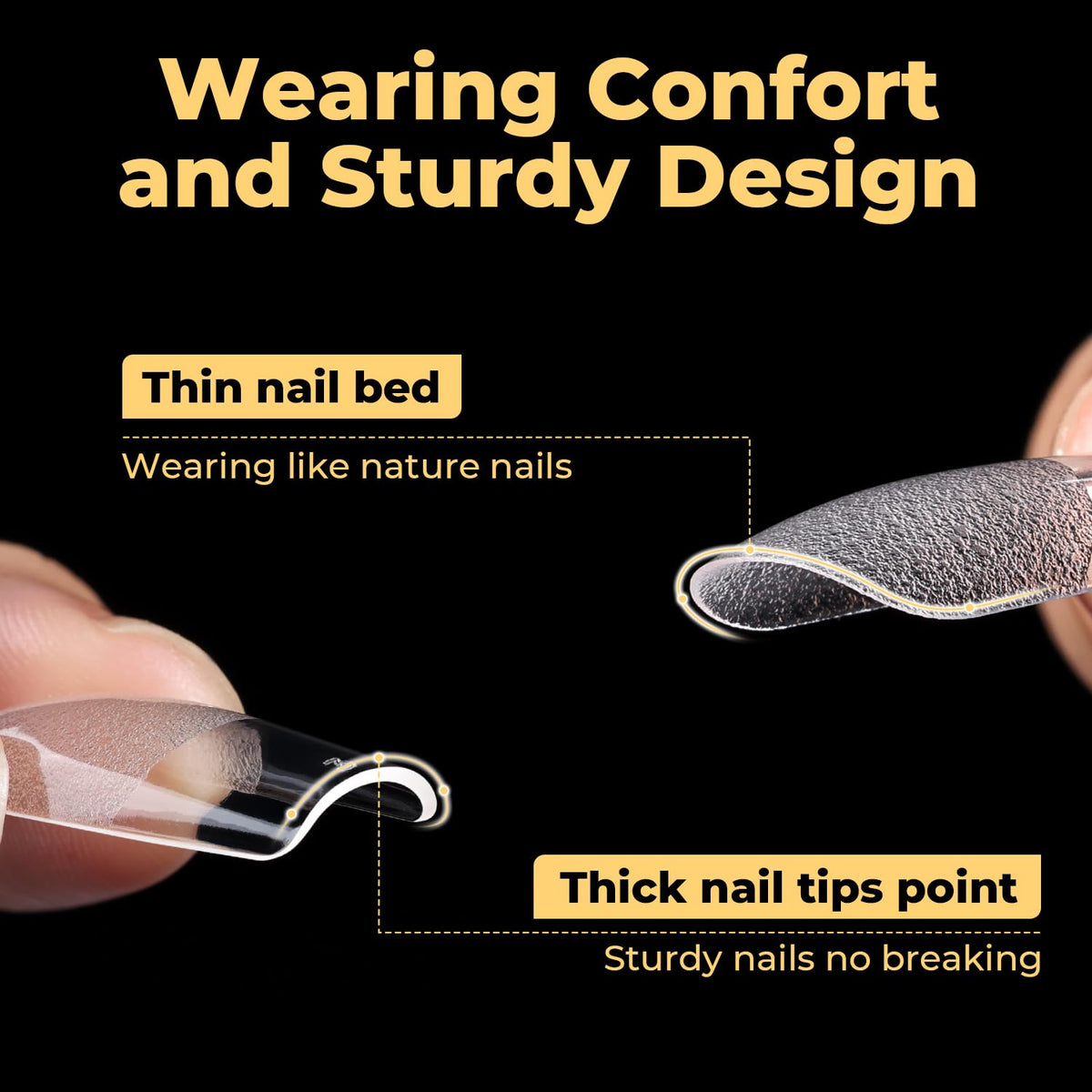 UNA GELLA Medium Square Nail Tips close-up of texture
