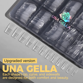 UNA GELLA Medium Square Nail Tips displayed with accessories