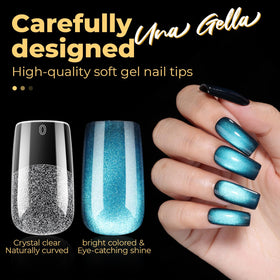 UNA GELLA Medium Square Nail Tips displayed with glue