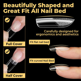UNA GELLA Medium Square Nail Tips in use on nails