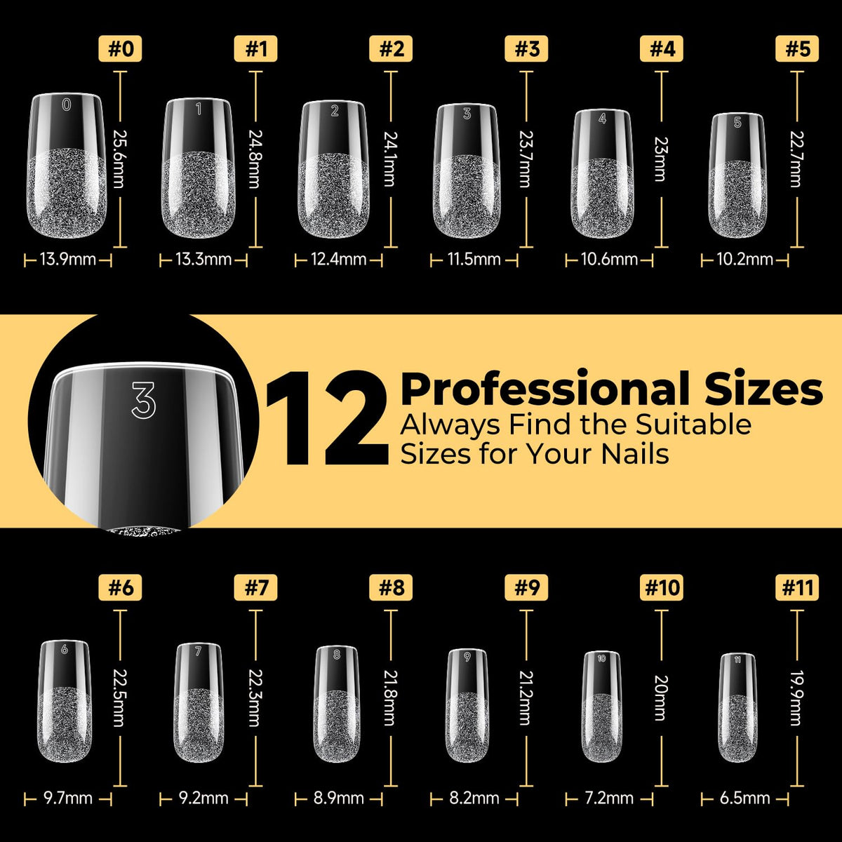 UNA GELLA Medium Square Nail Tips showing flexibility