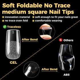 UNA GELLA Medium Square Nail Tips with nail polish