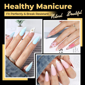 UNA GELLA Medium Stiletto Gel Nail Tips clear soft gel tips