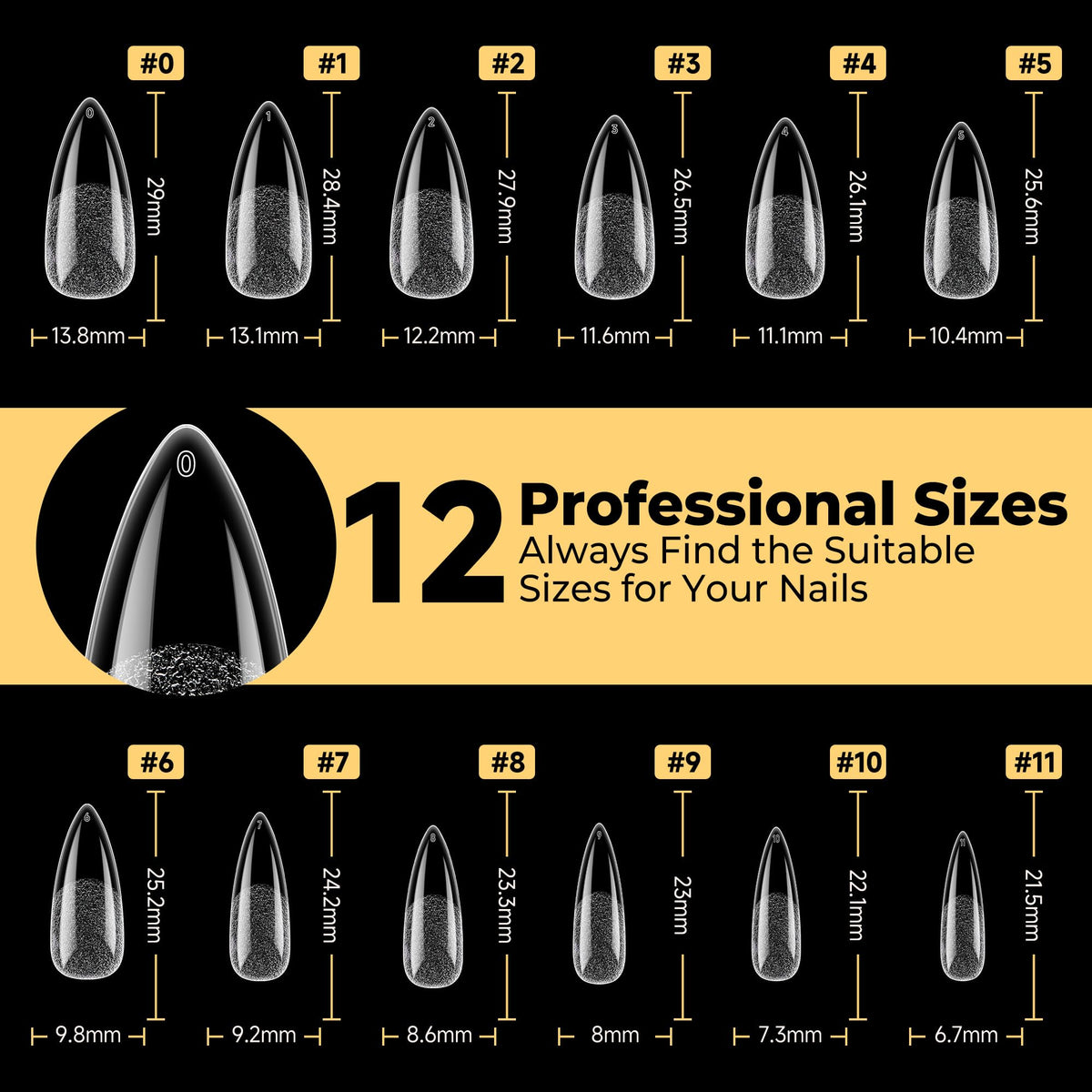 UNA GELLA Medium Stiletto Gel Nail Tips with nail polish