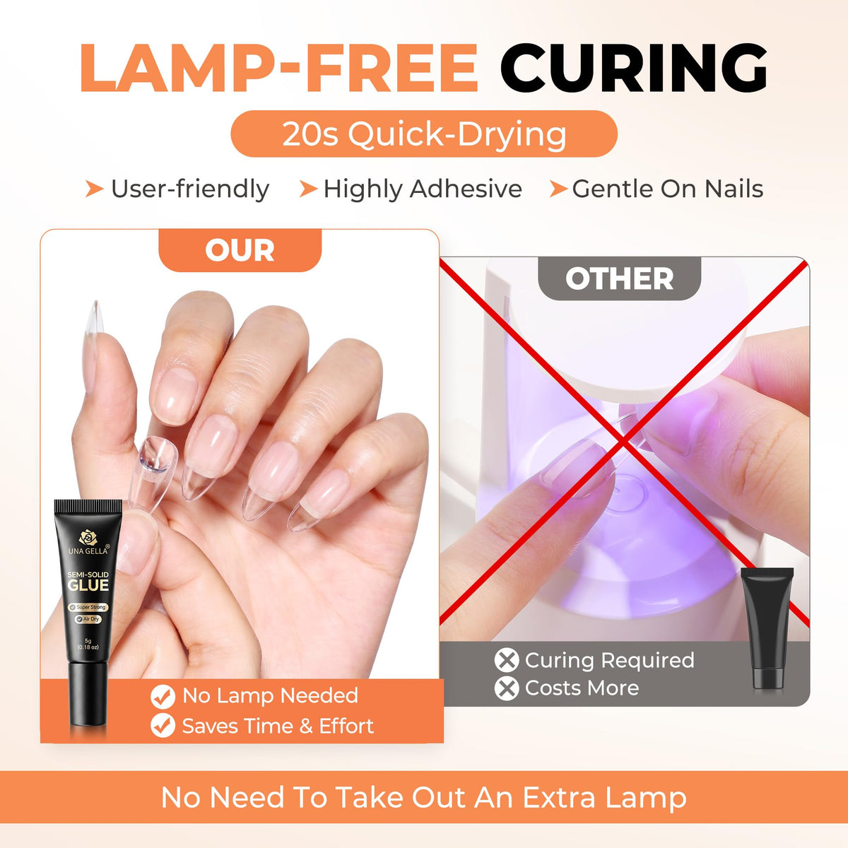 UNA GELLA Nail Glue application on press-on nails