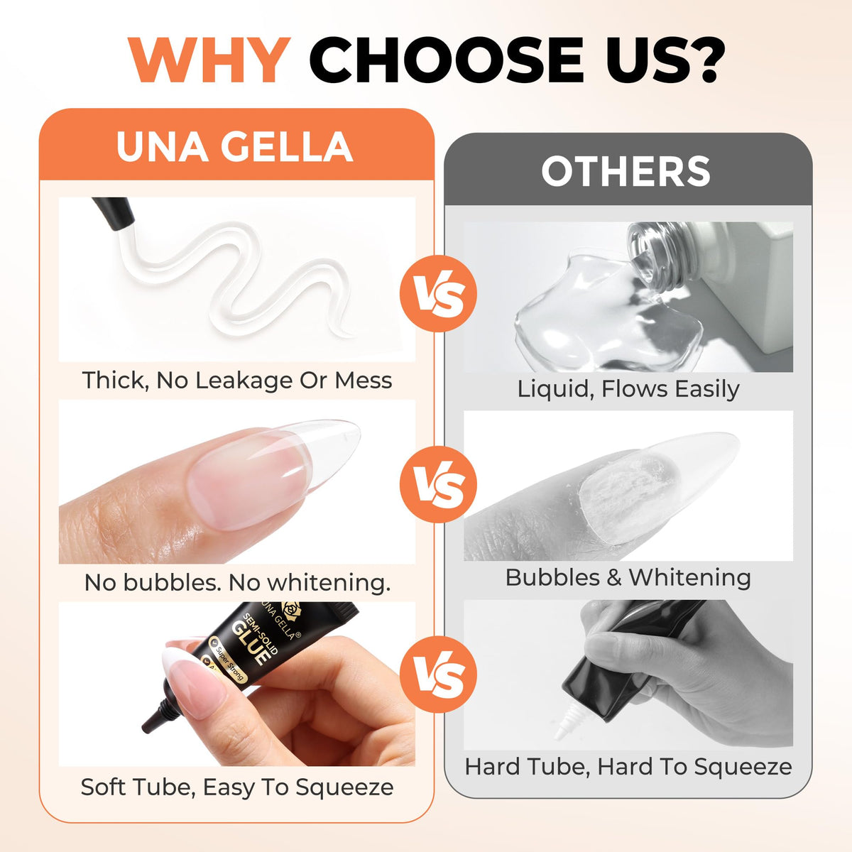 UNA GELLA Nail Glue clear finish on nails