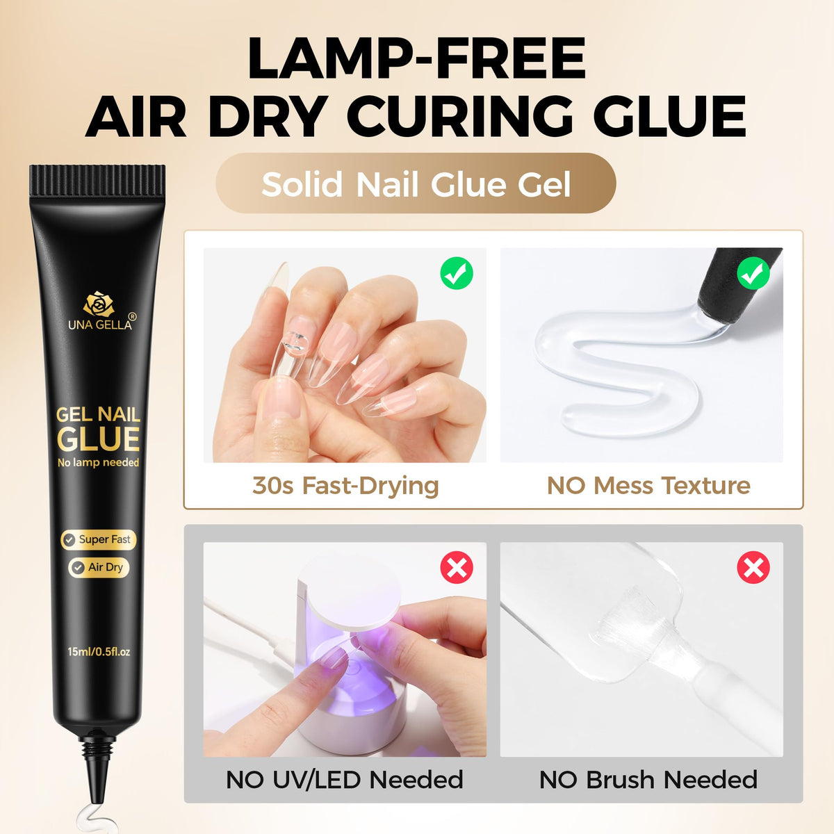 UNA GELLA Nail Glue Gel 15g side view