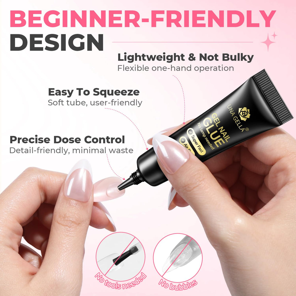 UNA GELLA Nail Glue Kit packaging with accessories