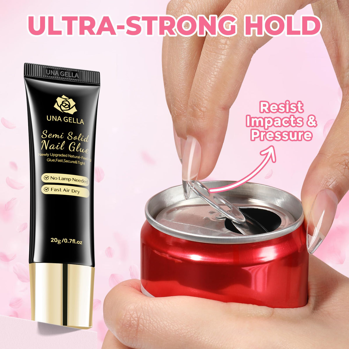 UNA GELLA nail glue with false nails displayed