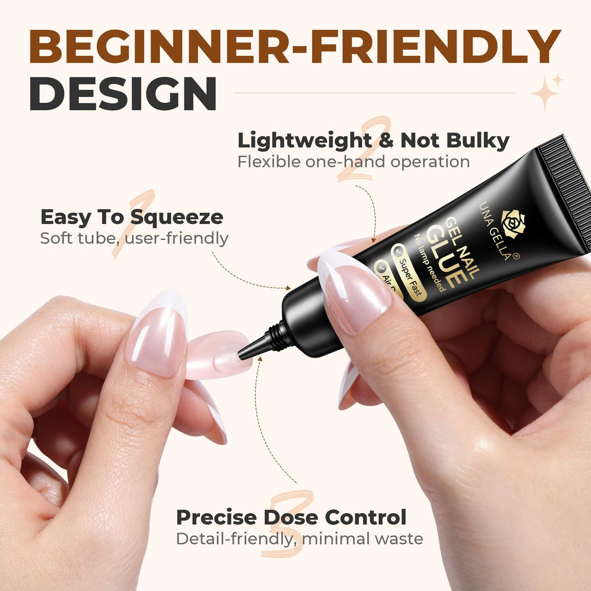 UNA GELLA nail glue with hand model