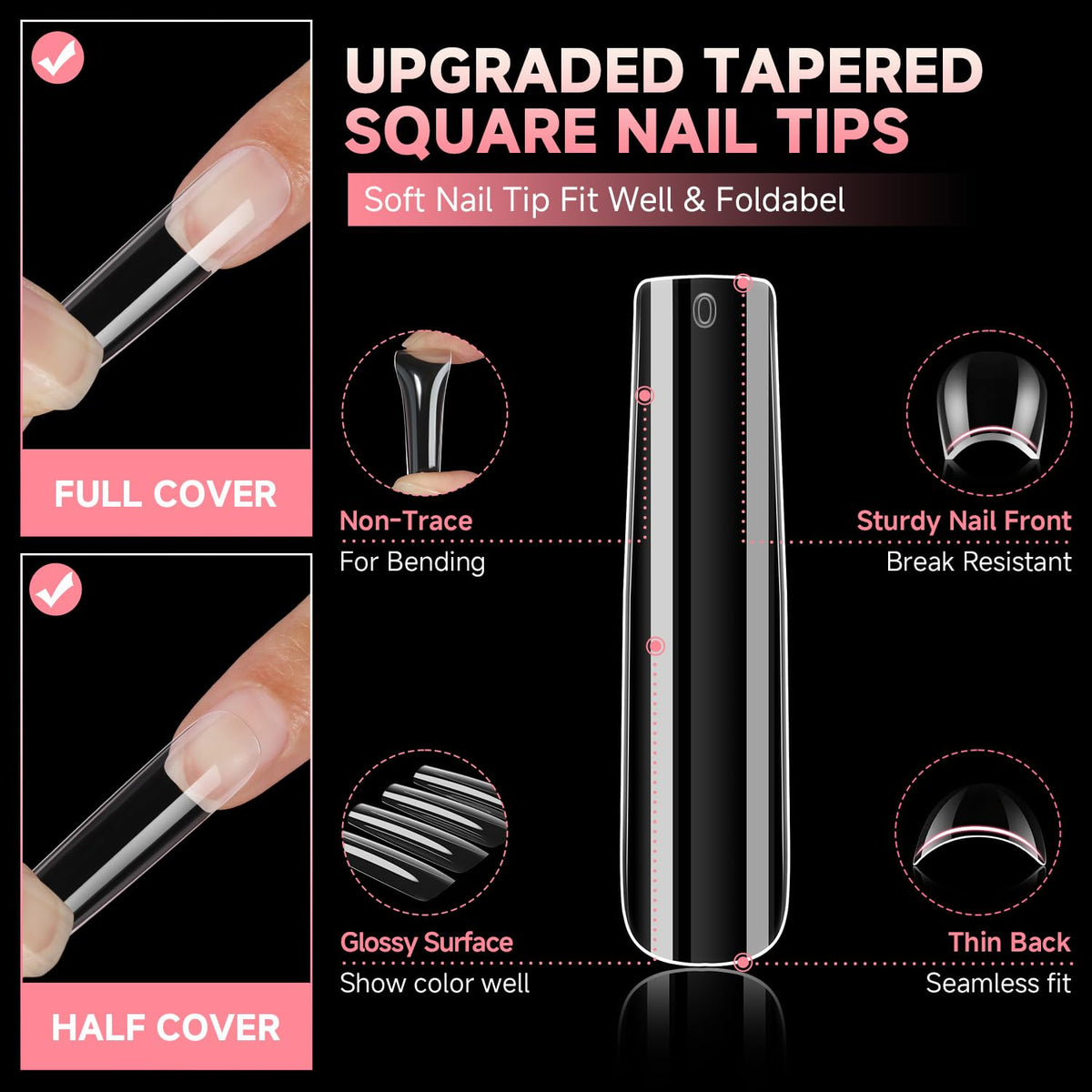 UNA GELLA nail tips in use on manicured nails