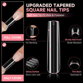UNA GELLA nail tips in use on manicured nails