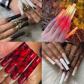 UNA GELLA nail tips showing different sizes and shapes