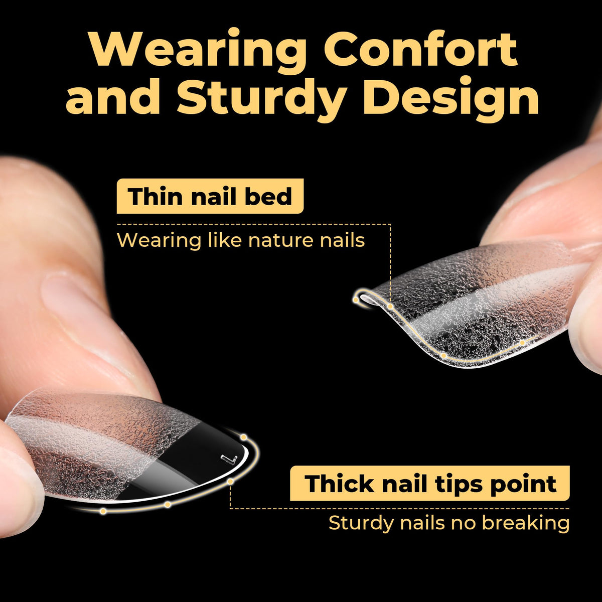 UNA GELLA nail tips showing smooth edges