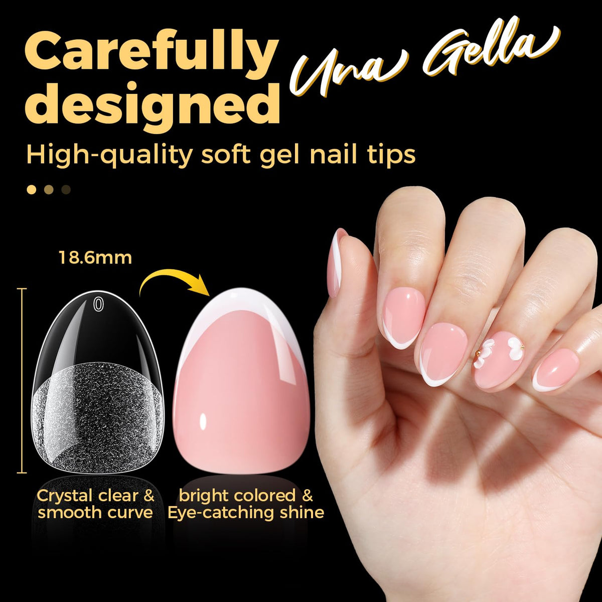 UNA GELLA nail tips showing thickness comparison