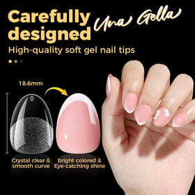 UNA GELLA nail tips showing thickness comparison