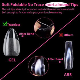 UNA GELLA Short Almond Fake Nails applied on nails