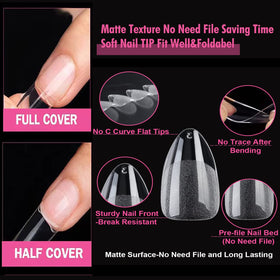 UNA GELLA Short Almond Fake Nails close-up of tips