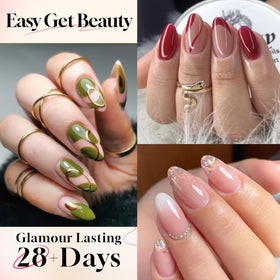 UNA GELLA Short Almond Gel Nail Tips assorted sizes in box